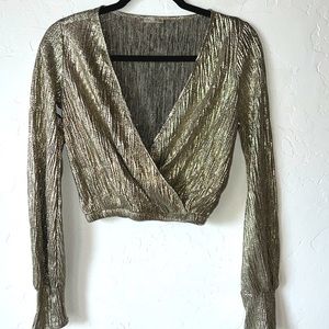 Zara gold shiny foil crop top